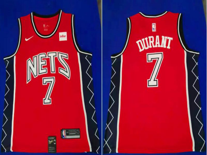 Men Brooklyn Nets #7 Durant Red City Edition Game Nike NBA Jerseys